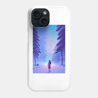 Anime Girl Snowy Forest Christmas Landscape Phone Case