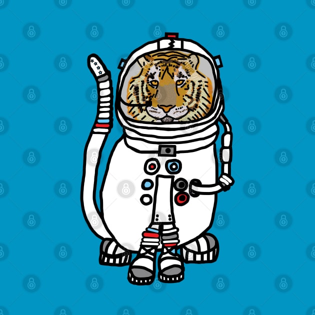 Space Tiger Funny Astronaut Animals by ellenhenryart