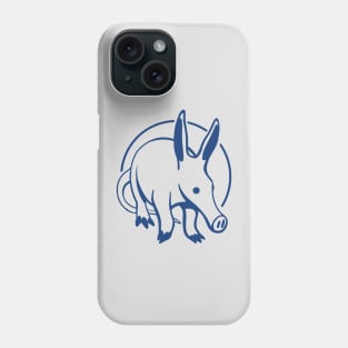 Stylized, minimal art of an marvelous Aardvark in blue Phone Case