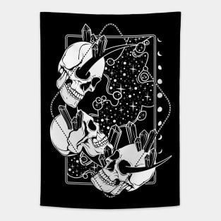 Moon skulls and crystals Tapestry