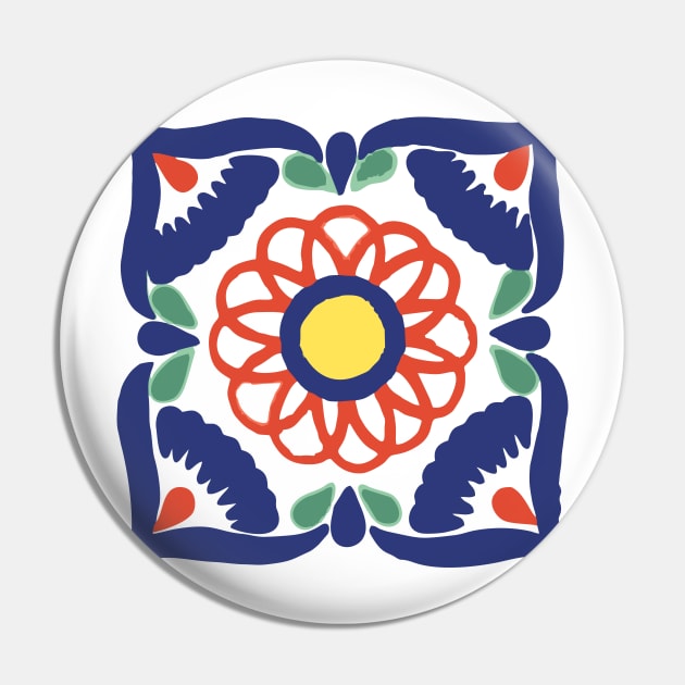 Talavera Blue Petals Pin by jgeiger714