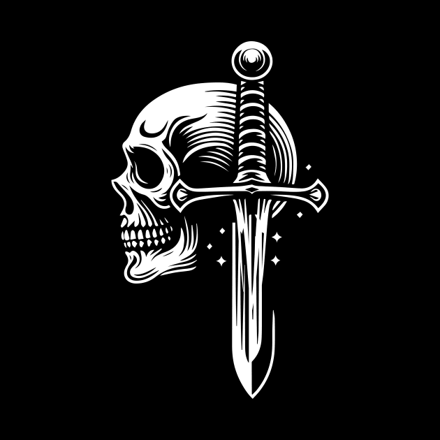 skull with sword by lkn