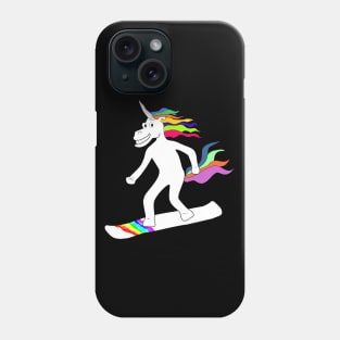 Snowboarding unicorn rainbow colored Phone Case