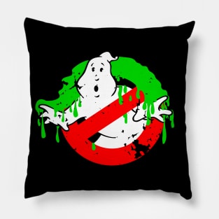 I've Been Slimed Ghost Classic Logo Damaged Pillow