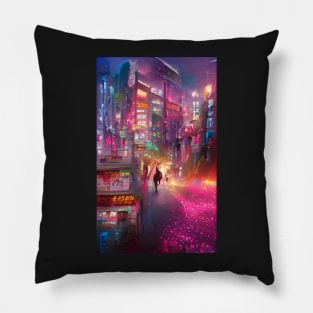 okyo Dreams: AI-Generated Cityscapes Pillow