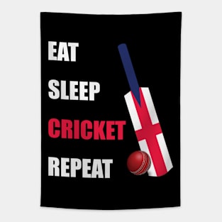 Eat Sleep Cricket Repeat England Flag Tapestry