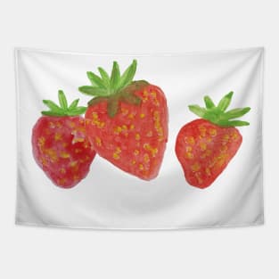 watercolour red strawberry watercolor strawberries food healthy fruits yummy Tapestry