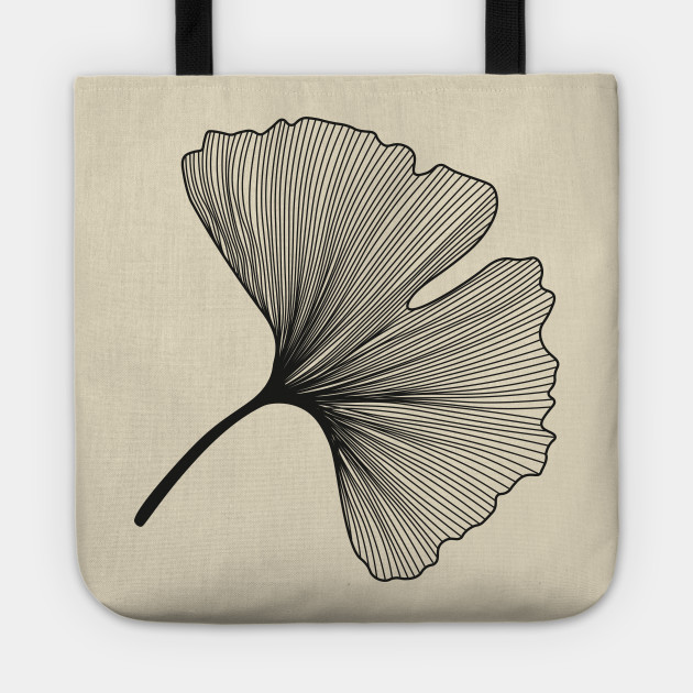 Ginkgo Biloba Leaf Black White