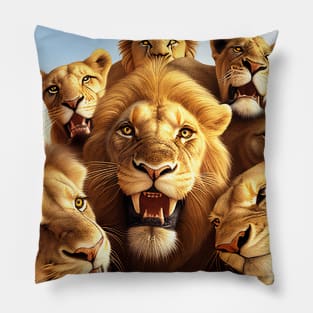 Lion King Wild Nature Funny Happy Humor Photo Selfie Pillow