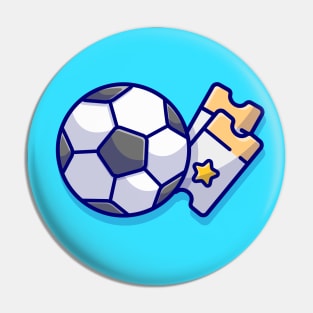 Soccer Ball With Ticket Cartoon Vector Icon Illustration Pin