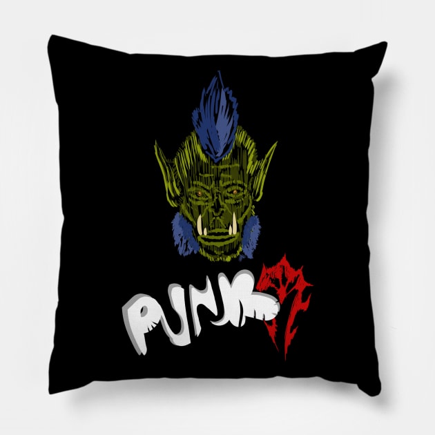 Orc Punk Pillow by Roningasadesign