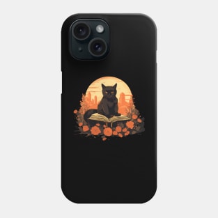 Floral Black Cat And Book Catshirt Phone Case