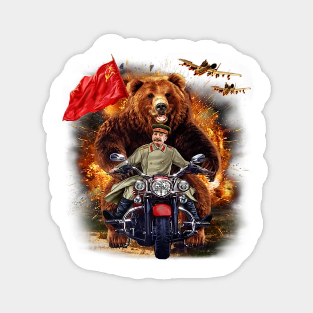 grizzly bear and Soviet Stalin in Epic battle Magnet by ANGELA2-BRYANT