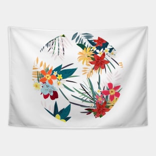 Frangipani, lily palm leaves tropical vibrant colored trendy flower Tapestry