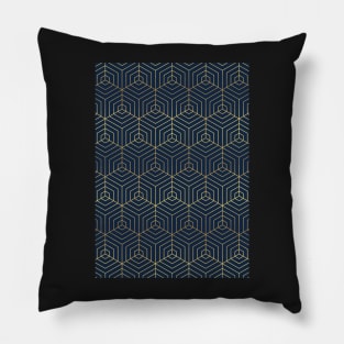 Navy & Gold Geometric Pattern Pillow