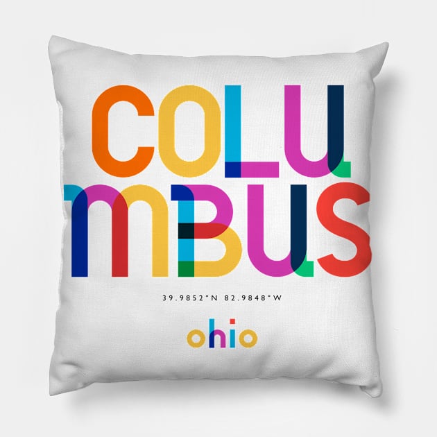 Columbus Ohio Mid Century, Pop Art, Pillow by Hashtagified