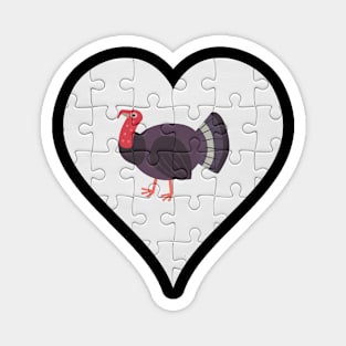 Jigsaw  Turkey Heart Design - Farm Animals Turkey Magnet