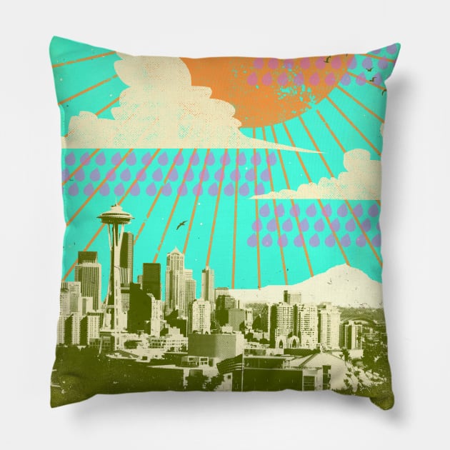 SEATTLE SUMMER Pillow by Showdeer