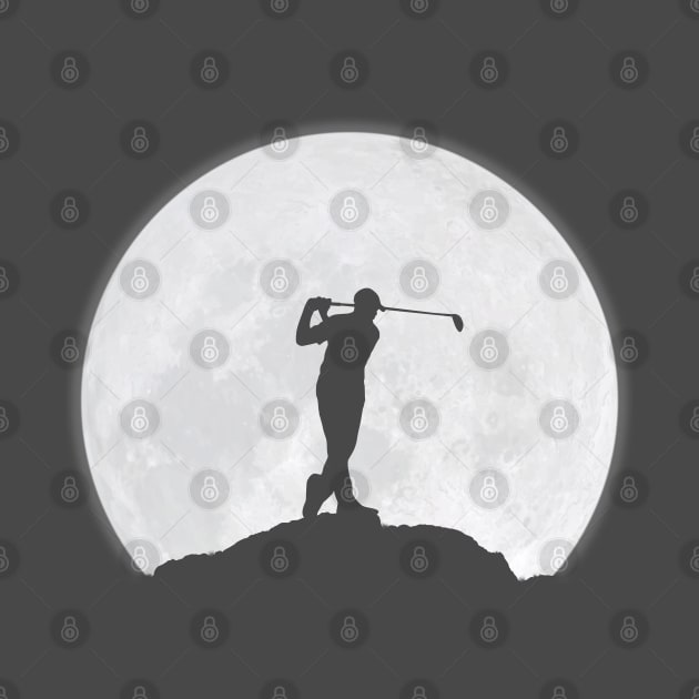 Golfer man and the Moon by Crab