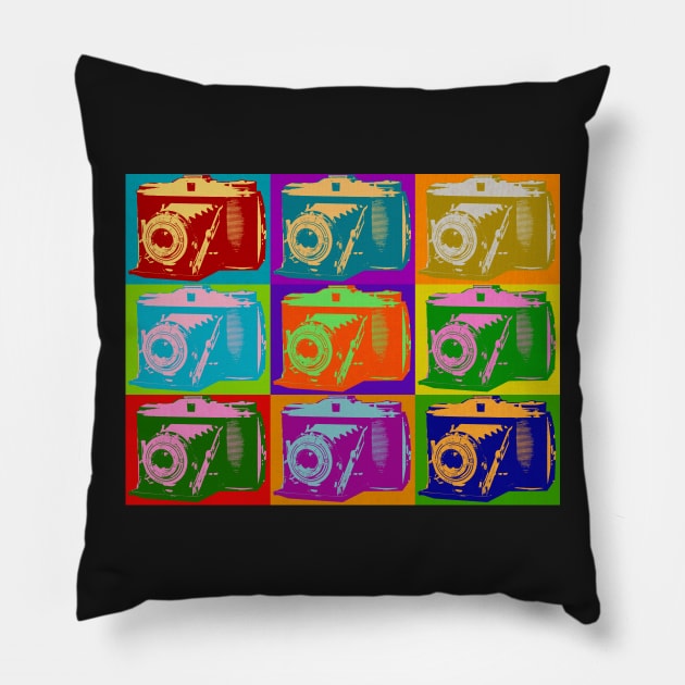 Photographer Vintage Camera Pop Art Design Pillow by joannejgg