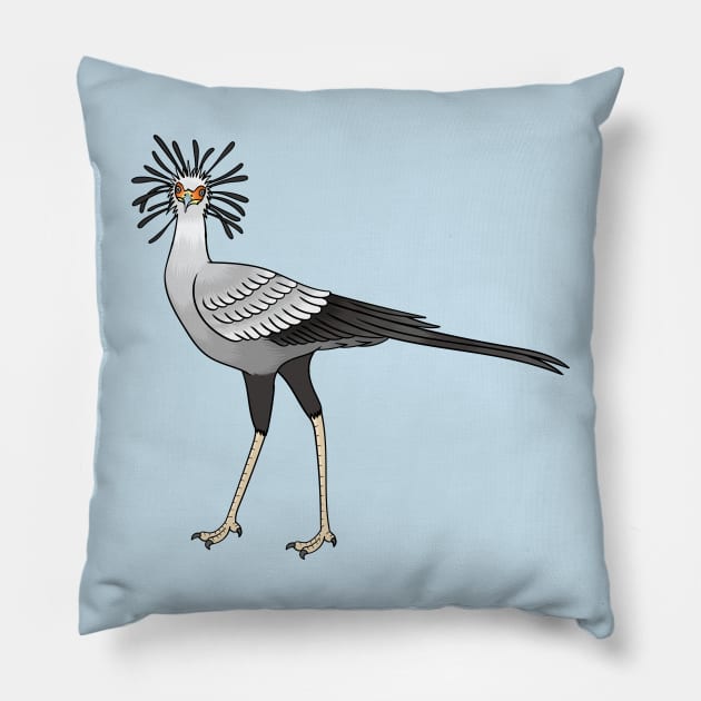 Secretary bird cartoon illustration Pillow by Cartoons of fun