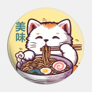 Cute Cat Eating Ramen Pin