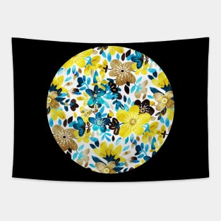 Happy Yellow Flower Collage Tapestry