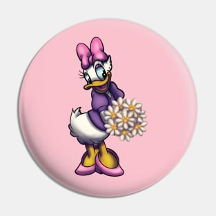 Daisy Duck with Bouquet of Daisies Pin