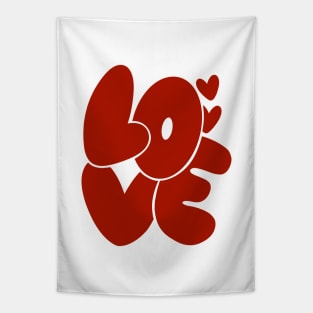 Love Red Heart Cute Typography Tapestry