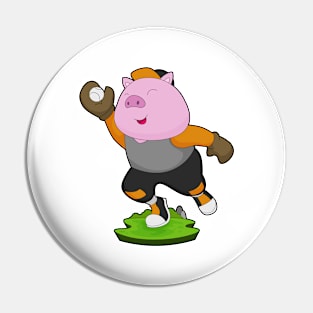 Pig Baseball player Baseball Sports Pin