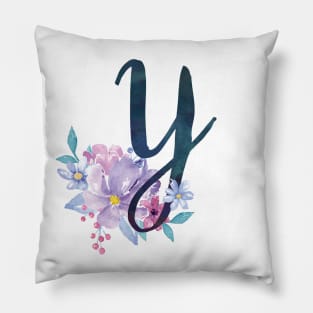 Floral Monogram Y Pretty Lilac Bouquet Pillow