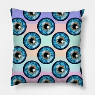 Iris Eyeball Patern on pastel pink green blue peach pattern Pillow