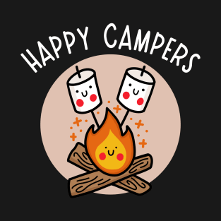 Kawaii Campfire with Happy Marshmallows (dark) T-Shirt