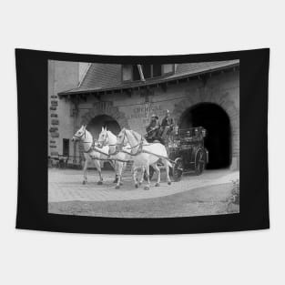 Horse-Drawn Fire Engine, 1922. Vintage Photo Tapestry