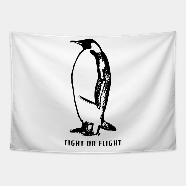 fight or flight Penguin Tapestry by Coretan MudaKu