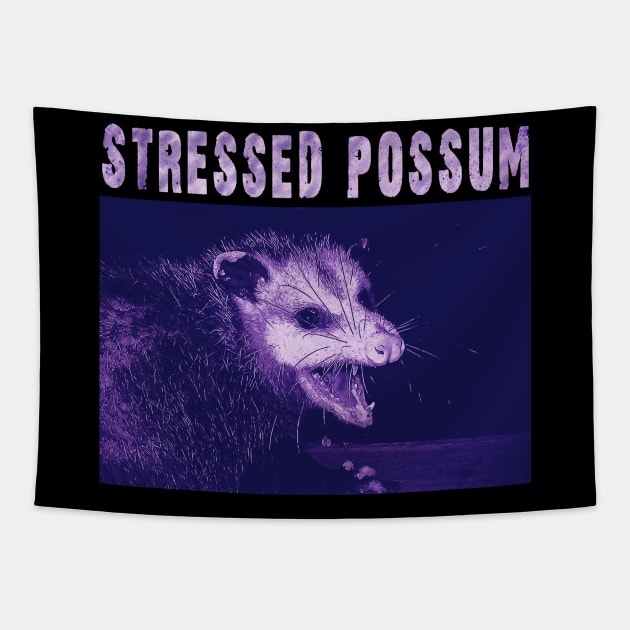 Stressed Possum meme Tapestry by Purplelism