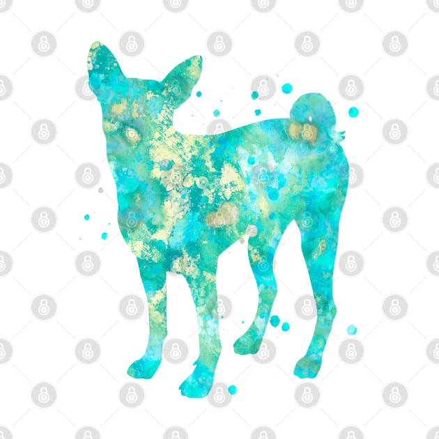 Basenji Dog Watercolor Painting by Miao Miao Design