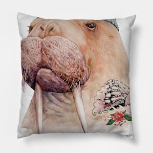 Tattooed Walrus Pillow