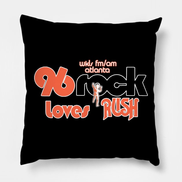 WKLS 96 Rock Atlanta loves RUSH! Pillow by RetroZest