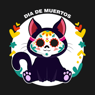 Cute Black Kitty Dia de Muertos, Day of the Dead T-Shirt