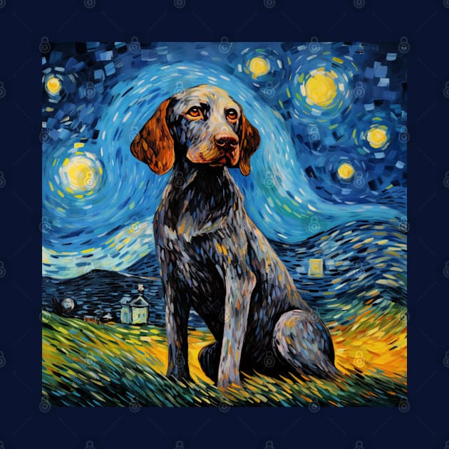 Painting of German Shorthaired Pointer at Night by NatashaCuteShop