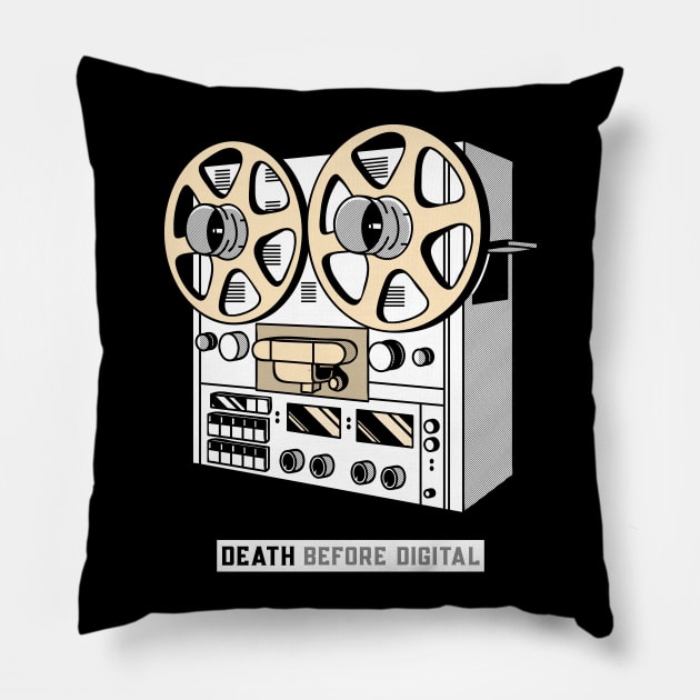 Analog Death before Digital Pillow by T-Shirt Dealer