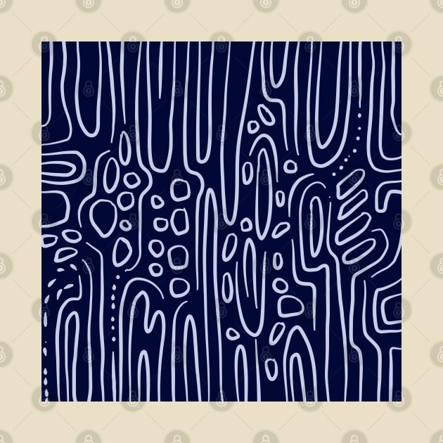 Horizontal watercolor lines on a blue background pattern design by jen28