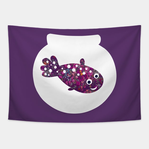 Flower Fish in a bowl Tapestry by Hayh0