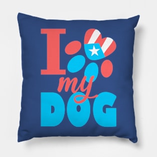 Puerto Rico I Love my Dog Flag Pet Paw Boricua Pillow