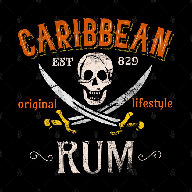 Caribbean Rum Pirates Distressed Sword Skull Lifestyle by SpaceWiz95