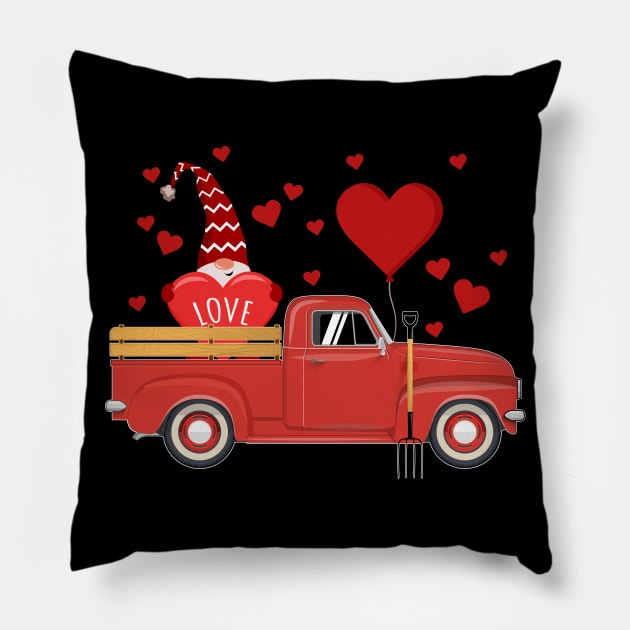 Valentines Day Gnome Vintage Farm Truck T-Shirt Cute Valentine Shirt For Couples Pillow by paynegabriel