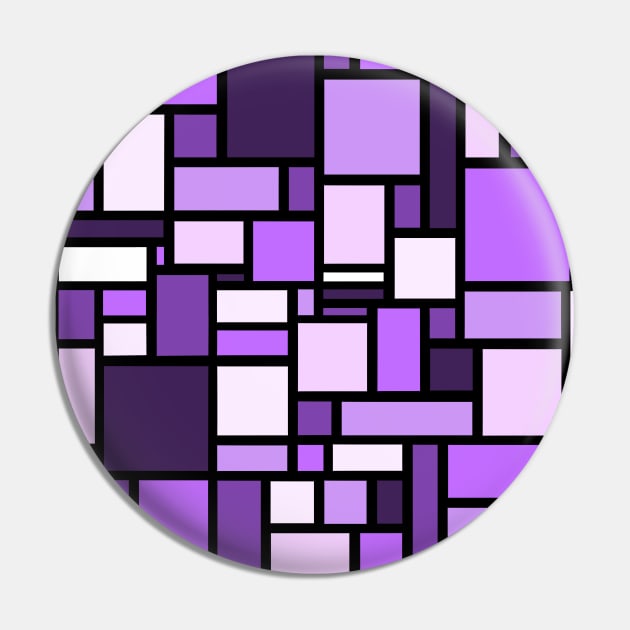 Purple Square and Rectangle Geometric Patterns - Disco Vibes Pin by SemDesigns