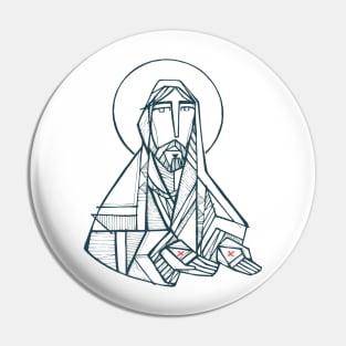 Jesus Christ with open hands illusstration Pin