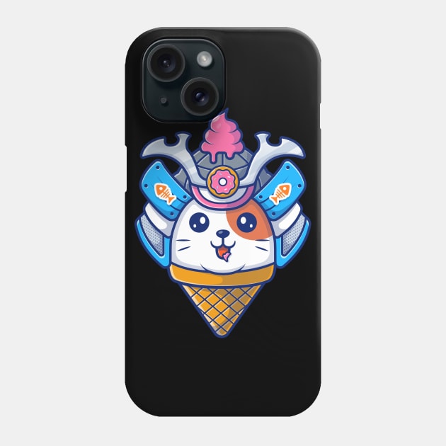 Cat samurai mascot cartoon Phone Case by Catalyst Labs